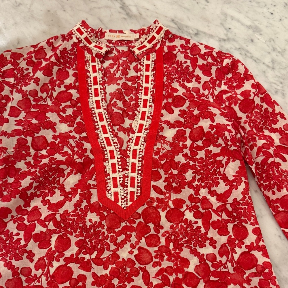 Tory Burch Ribbon Trim Cotton Tunic